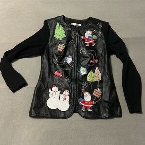 Peter Nygard - Christmas 2011 - Full zip Leather Cardigan Jacket - Size S